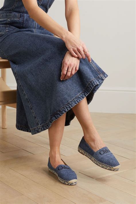 Chlo Piia Embroidered Denim Espadrilles About Icons