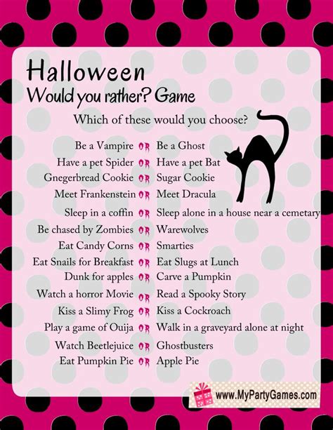 Free Printable Halloween Would You Rather Game Halloween Printables