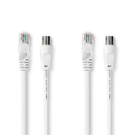 Coax Cat6 Combi Cable | IEC (Coax) Male / RJ45 Male | IEC (Coax) Female ...