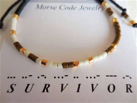 Mens Morse Code Bracelet Survivor Morse Code