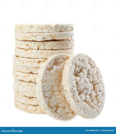 Stack of Puffed Rice Cakes Isolated on White Stock Photo - Image of ...