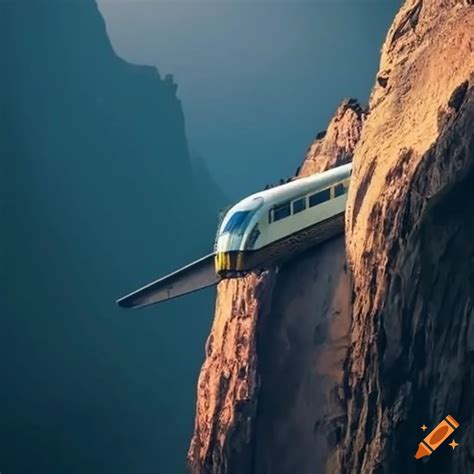 Dramatic Image Of A Train Falling Off A Cliff On Craiyon