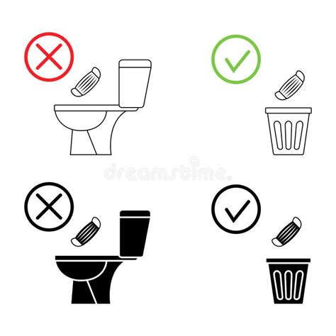 Please No Flush Litter In Toilet Silhouette Icon Woman Dont Throw