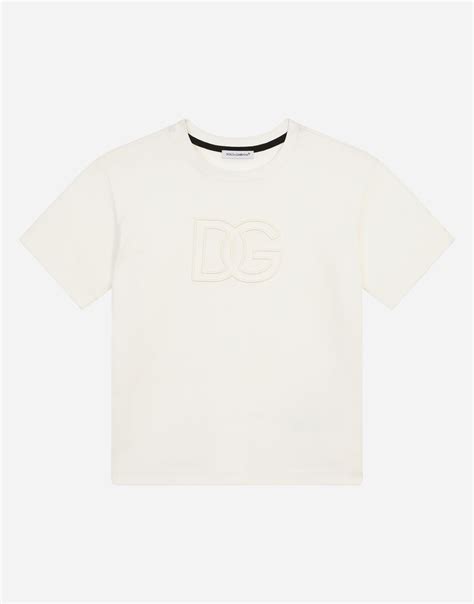 Dolce And Gabbana Interlock T Shirt With Dg Logo Embroidery White