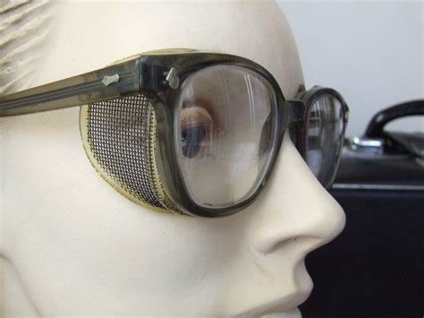 Vintage 1960s Ao Flex Fit Grey Safety Glasses Mesh Sides