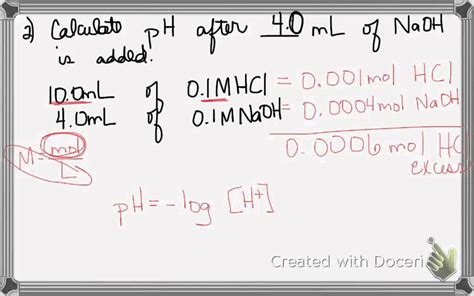 Titration Curve Ph Calculations Youtube