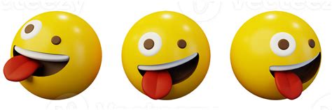 3d Emoticon Silly Face Emoji Or Yellow Ball 28535876 Png