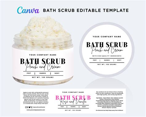 Bath Scrub Wrap Label Designs Sugar Scrub Labels Bath Body Scrub Round Stickers Handmade Bath