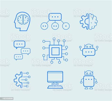 Ensemble Dillustrations Au Trait Simples De Lintelligence Artificielle