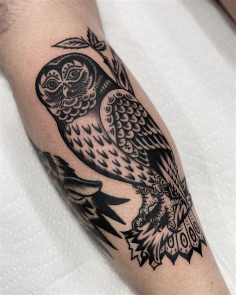 Pretty Flying Owl Tattoo