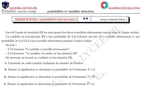 exercices corrigés probabilités conditionnelles terminale s