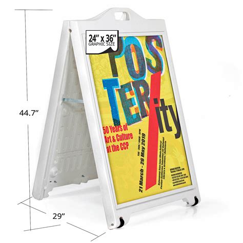 White Double-Sided Sidewalk A-Frame Sign w/ Protective Lens 24"x36 ...