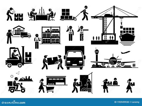 Conjunto De Iconos Logísticos Y De Envío De La Industria De Importación