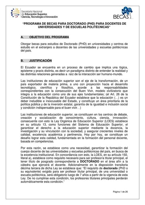 Bases De Postulación Becas Para Docentes Universitarios By Redbecarios Senescyt Issuu