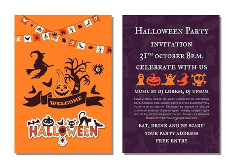 Premium Vector Halloween Party Invitation Card Template