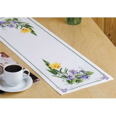 Floral Cross Stitch Table Runner At Herrschners Cross Stitch Flowers