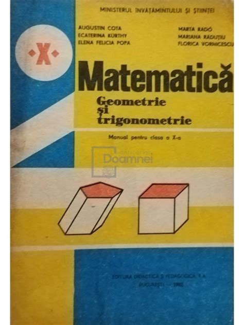 Augustin Cota Matematica Geometrie Si Trigonometrie Manual Pentru