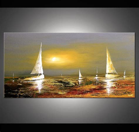 Voilier Peinture Paysage Marin Acrylique Peinture Abstraite Sur Toile