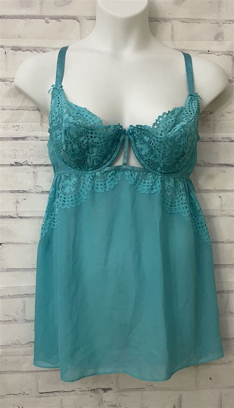 Cacique Dd Aqua Blue Sheer Lace Sexy Sensual Linger Gem