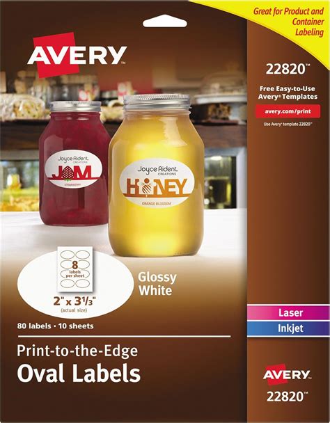 Avery Print To The Edge Oval Labels 2 X 33 Inchesglossy White