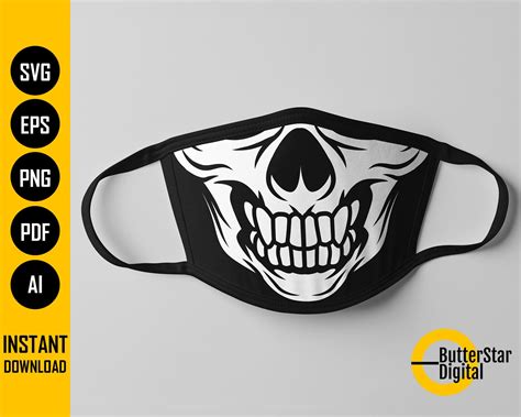 Scary Skull Grin Face Mask SVG Skeleton Mouth Facemask Etsy