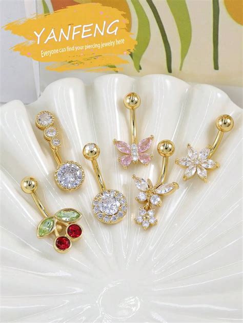 Set De Anillos Para El Ombligo De Acero Inoxidable Con Mariposas