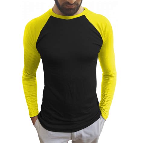 Camiseta Raglan Masculina Slim Manga Longa Sjons Ocnanet