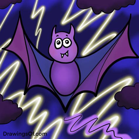 Cute Bat Drawing: Easy Cartoon Instructions - Drawings Of...