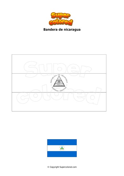 Dibujo Para Colorear Bandera De Nicaragua Supercolored