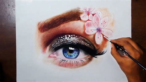 Eye With Flowers Oil Painting Dry Brush Prismacolor Pencils Youtube