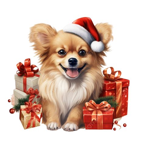 Cachorro Fofo Com Presentes De Feriado E Balão Dizendo Feliz Natal Png