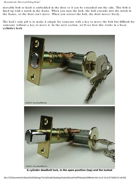 SOLUTION How Lock Picking Works By Tom Harris And Marshall Brain