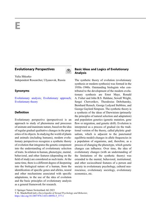 (PDF) Evolutionary Perspectives