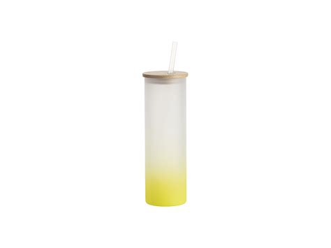 Vaso Cristal Escarchado Oz Ml Con Pajita Y Tapa De Bamb