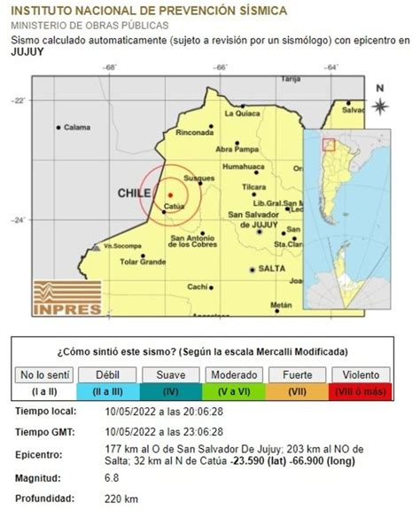 Un Fuerte Sismo De Magnitud 68 Sacudió A Jujuy Y Alrededores