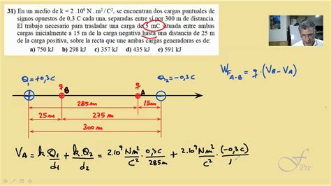 Trabajo Para Mover Una Carga Entre Dos Puntos En El Medio De Un Dipolo