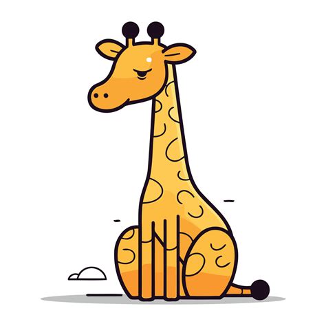 Cute Cartoon Giraffe Sitting On The Ground Vector Illustration 32917034 Vector Art At Vecteezy