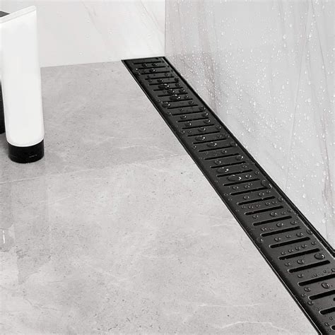 Neodrain 32" Matte Black Bathroom Linear Shower Drain with Removable
