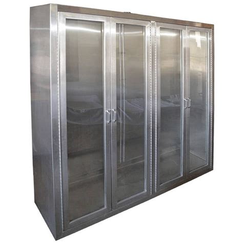 Stainless Steel Medical Cabinet With Full Length Glass Doors And Shelf