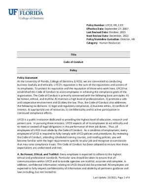 Fillable Online Dental Ufl Policy Number UFCD HR 1 03 Effective Date