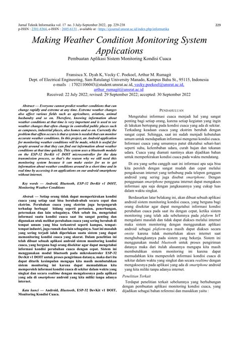 PDF Pembuatan Aplikasi Sistem Monitoring Kondisi Cuaca