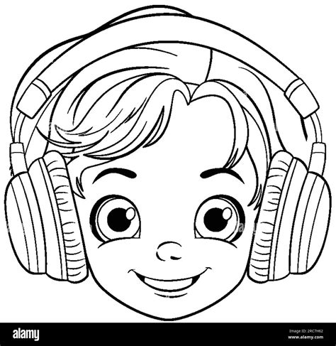 Listening To Headphones Clipart Black And White