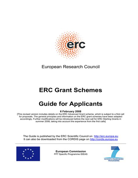 Erc Grant Schemes Guide For Applicants European Research Council