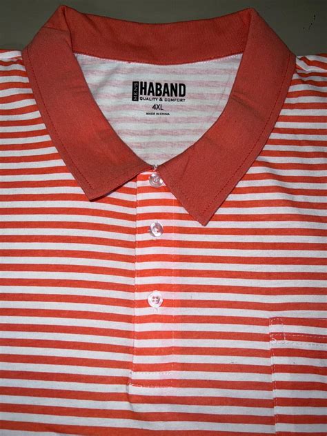 Haband Men S Big And Tall Orange White Striped Sz 4XL Short Sleeve NWOT