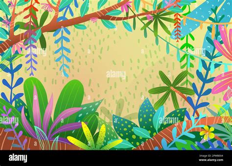 Colorful Rainforest Jungle Exotic Wallpaper Design Stock Vector Image & Art - Alamy