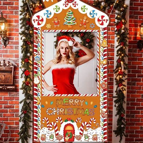 Christmas Door Cover Decorations Gingerbread Door Banner Merry