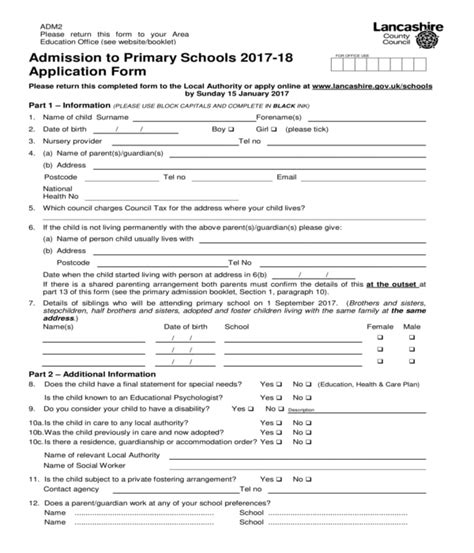 FREE 7+ Primary School Admission Form Samples, PDF, MS Word, Google Docs