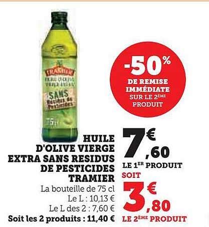 Promo Huile D olive Vierge Extra Sans Résidus De Pesticides Tramier