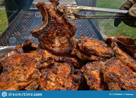 Pan Of Grilled Pork Chops Stock Image Image Of Marinated 172569601