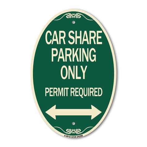 Signmission Designer Oval Series Sign Car Share Parking Only Permit Required With